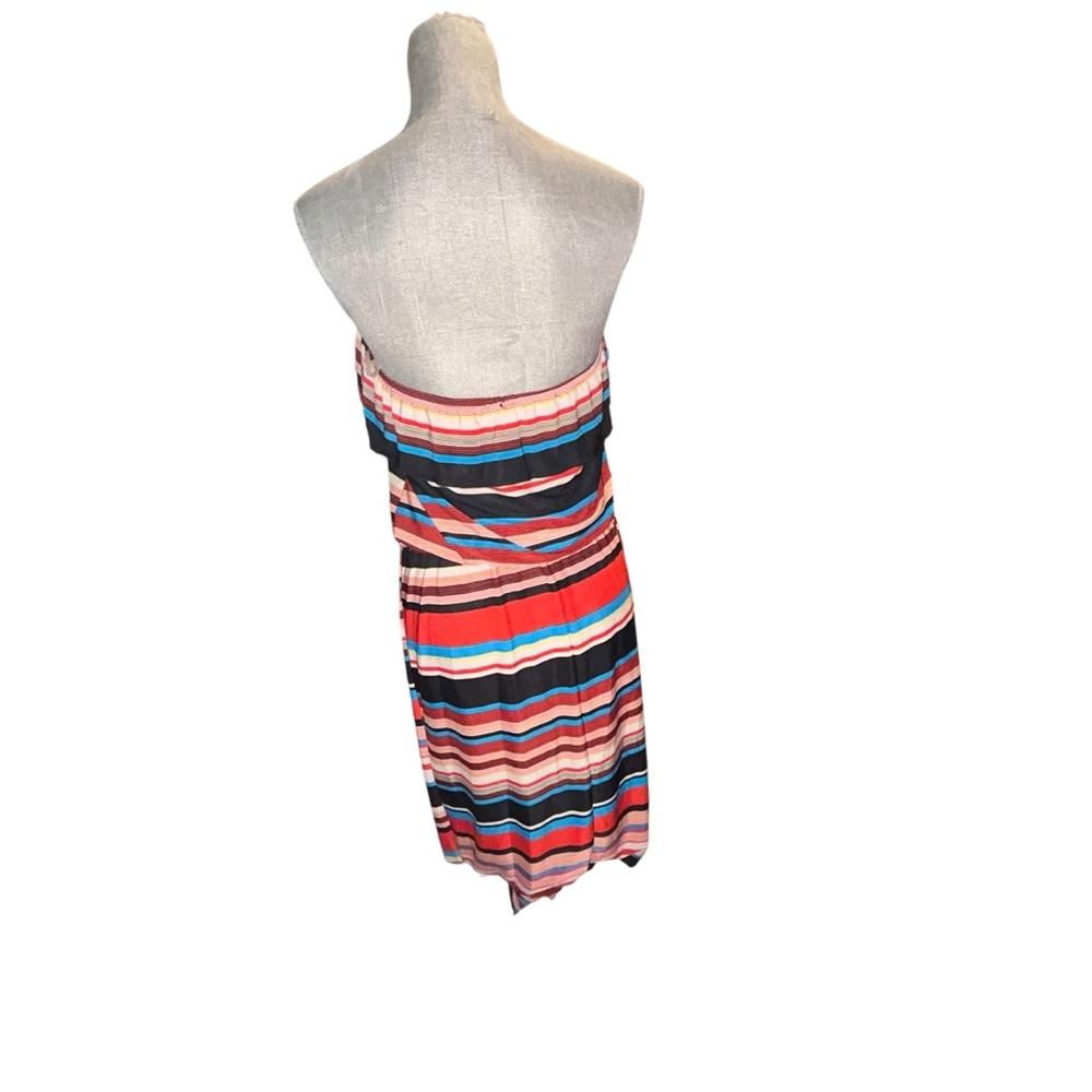 Striped Strapless Summer Dress in Multicolor Sz L - Picture 3 of 9
